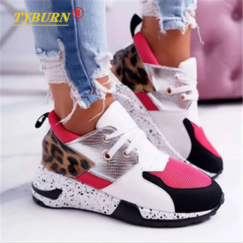

Thick-soled Sports Shoes Women's Autumn 2021 New Fashion Sports Shoes Mesh Breathable Wedges Vulcanized Shoes Seguridad Mujer