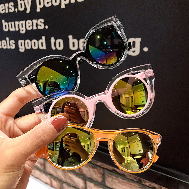 

New Korean Version Of The Sunshade Retro Heart-shaped Children's Street Frosted Frame Boys And Girls Sunglasses Wholesale