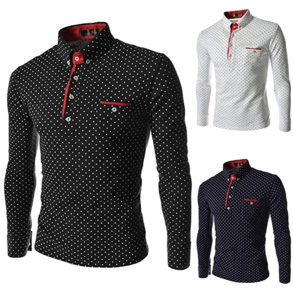 Для мужчин в английском стиле Мода волновой точки Саморазвитие Длинные рукава