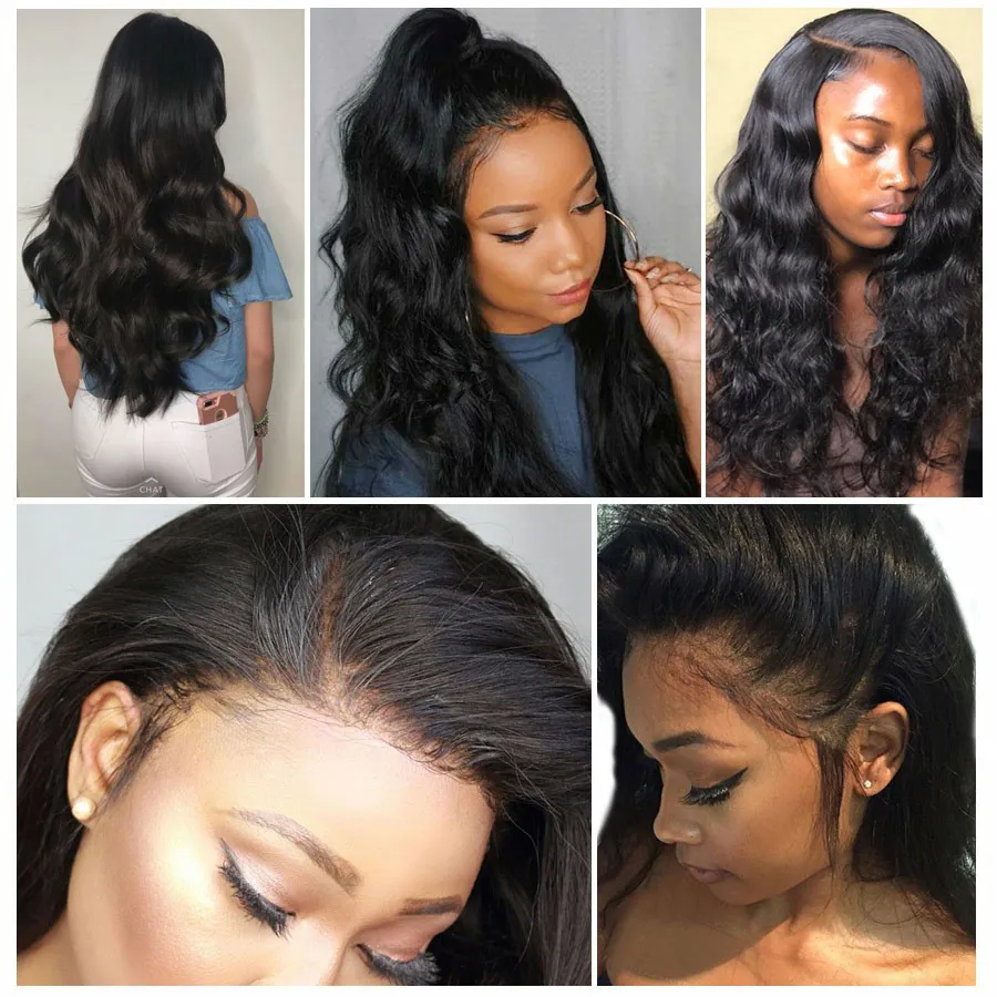 RXY 360 парик с кружевом спереди al предварительно сорвал с волосами младенца кружева передние человеческие волосы парики для черных женщин перуанский тело волнистый кружевной парик Remy