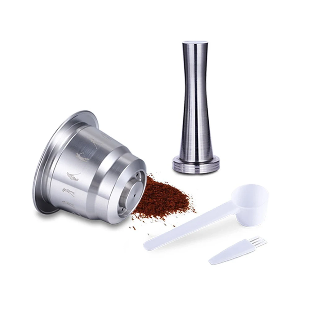 

Espresso Capsule with Tamper Reusable Coffee Filter Stainless Steel for Nespresso Machine Refillable Capsula Mini Sifter