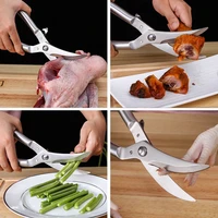 stainless steel chicken bone scissors with lock buckle multifunctional food fish bone kitchen multi purpose powerful scissors