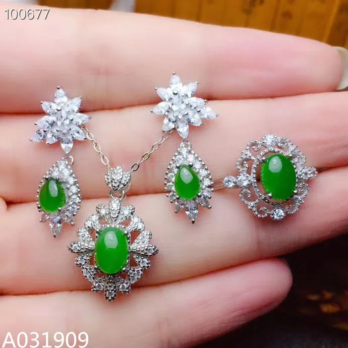 

KJJEAXCMY boutique jewelry 925 sterling silver inlaid Natural jasper Necklace Ring Earring Suit Support detection fashion