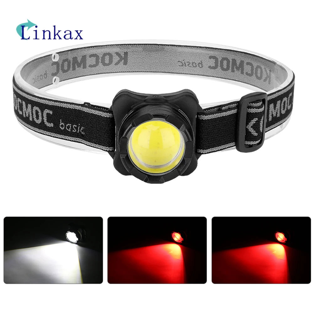 Светодиодный налобный фонарь перезаряжаемый через USB светильник COB со встроенным