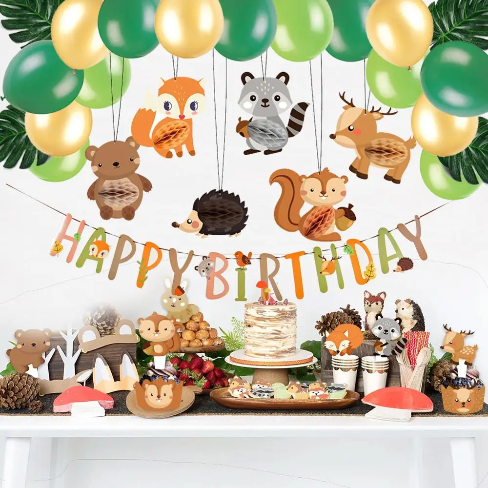 

Декорации с днем рождения мультфильм джунгли животные Торт Топперы соты латексные шары День рождения джунгли вечерние ринка Дети Любимый