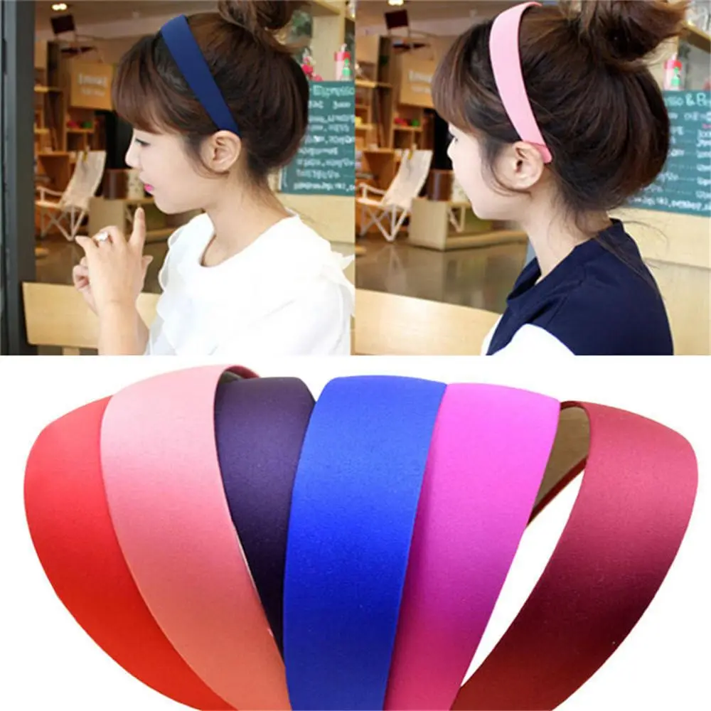 

9 Colors 1Pc 3cm Wide Headband Solid Hair Band Hair Hoop Headwear Hair Accessories for Elegant Women Lady Girl's Wholesale