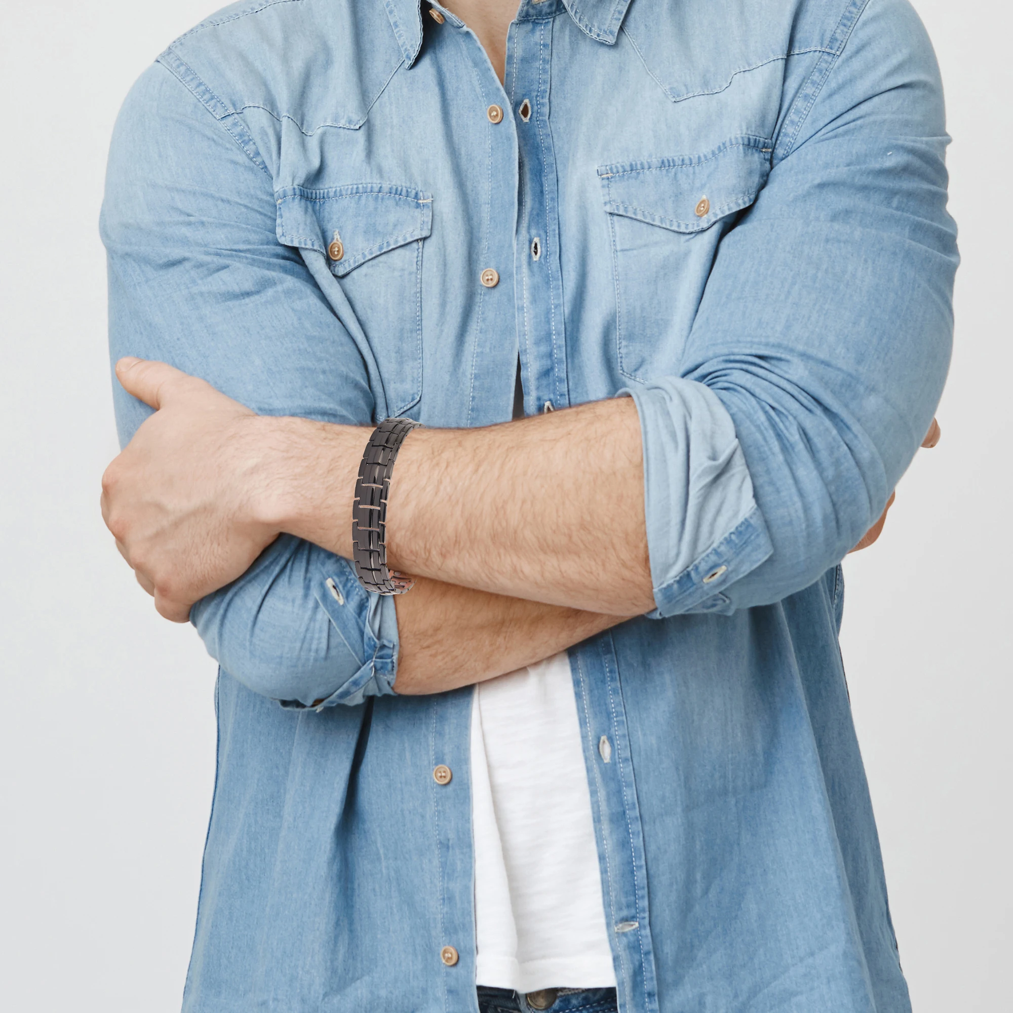 

99.9% Pure Copper Vintage Link Chain Bracelet Multi Color Magnetic Pain Relief Bracelet for Men