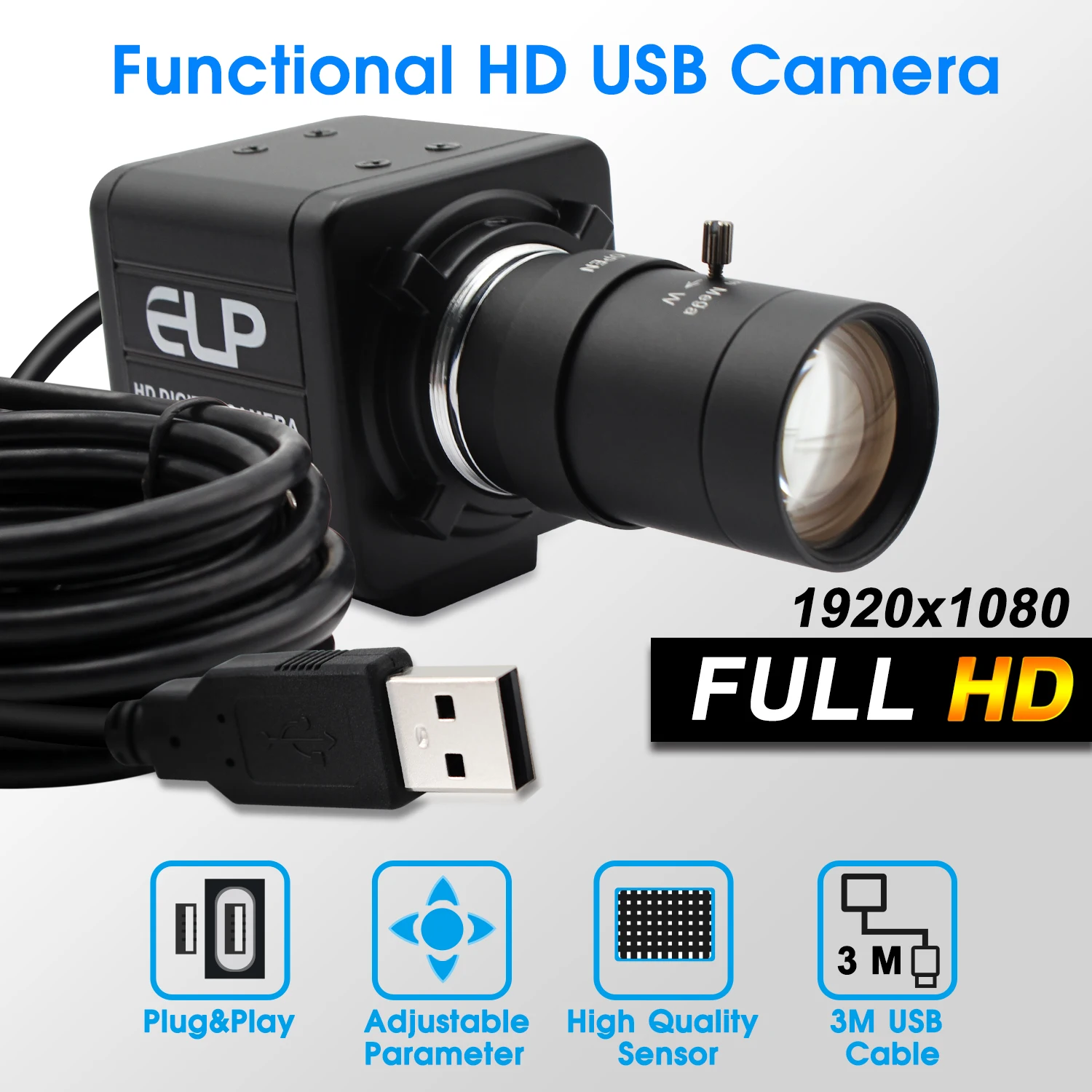 USB-камера 1080P HD Mini MJPEG 30fps 60fps 100fps высокоскоростной ручной зум варифокальный