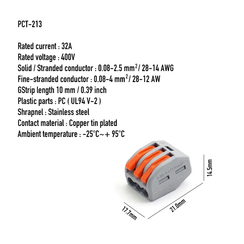 

PCT-212 Connector Conductor Terminal kit box,PCT Universal Wiring Wire Terminal 32A High current Quick Terminal Cable Connector