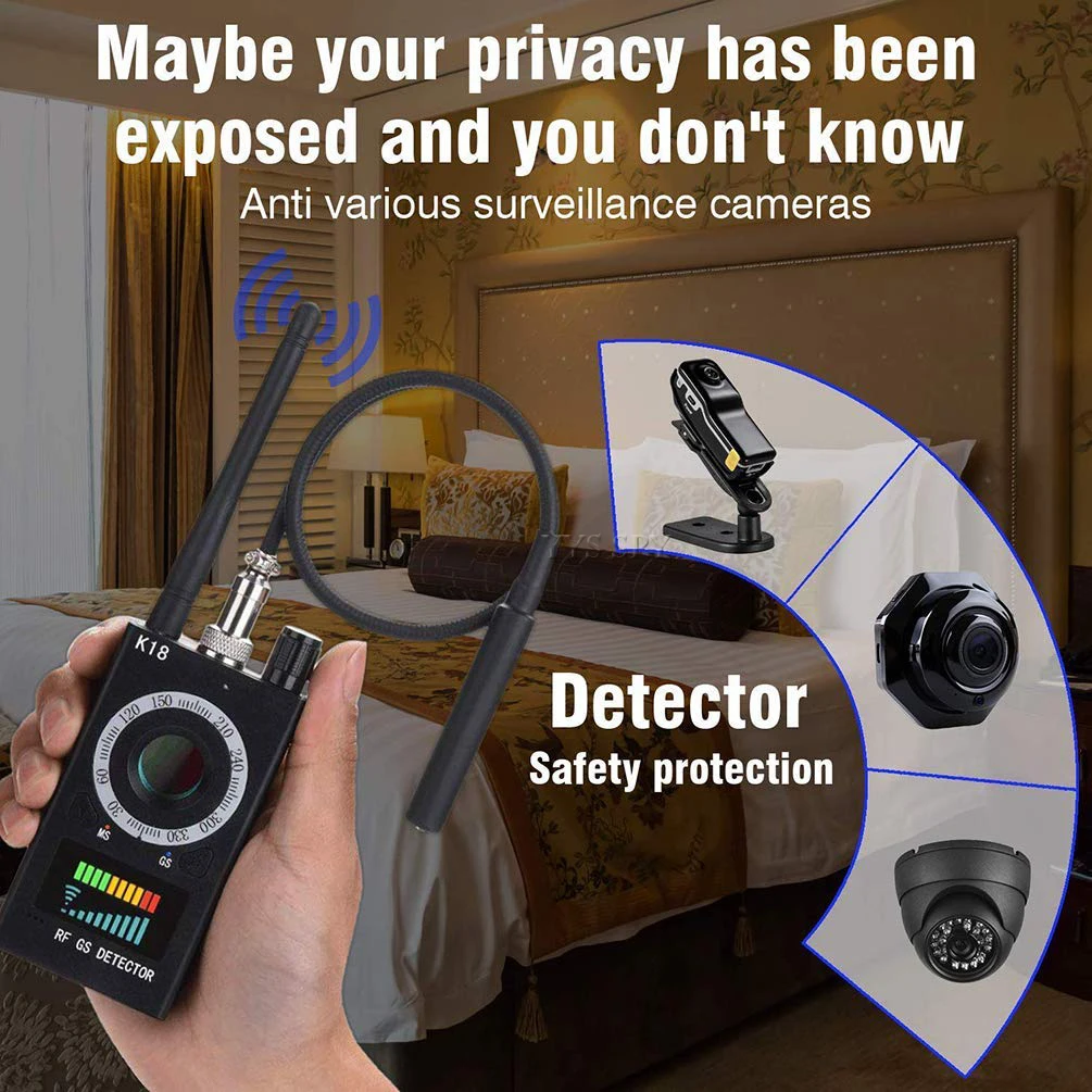 rf signal hidden camera detector anti spy candid pinhole camara magnetic gps locator wireless audio gsm bug finder k18 scanner free global shipping