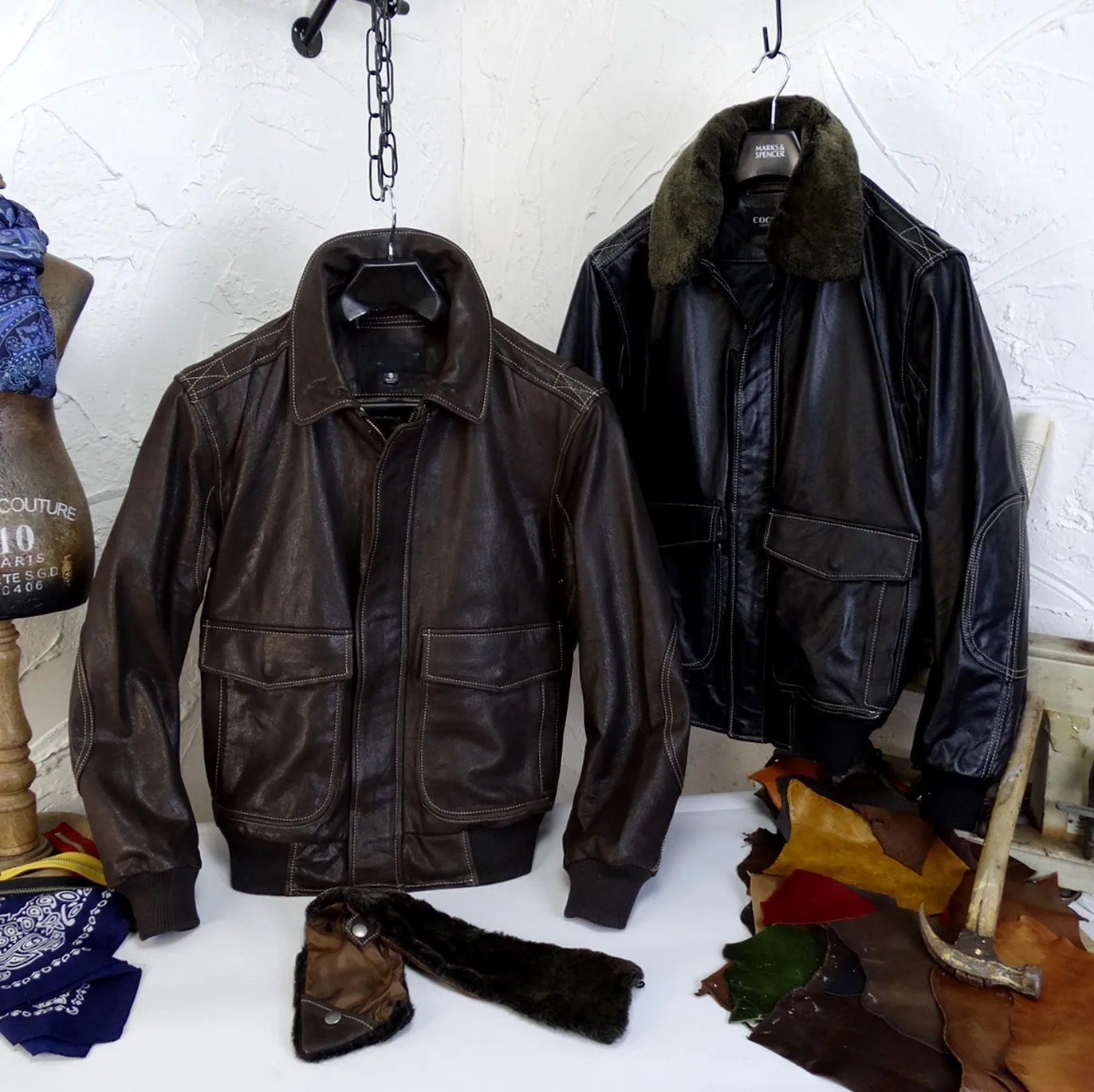 

Rare cowhide! Rare good skin! Fleece collar layer cowhide G1 flying leather jacket leather leather jacket