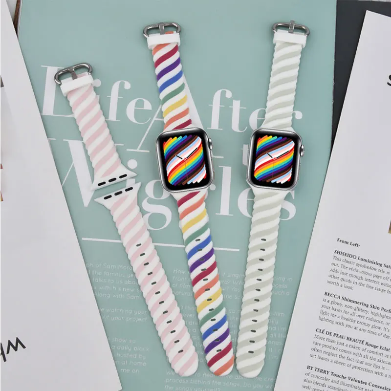 

Ремешок силиконовый для Apple Watch, резиновый спортивный браслет для IWatch Series 7 6 SE 5 4 3 2 1, 45 мм 44 мм 42 мм 41 мм 40 мм 38 мм