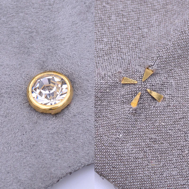 JUNAO 100Pcs 10mm Gold Rhinestone Rivet Metal Spikes Crystal Studs Decorations Claw For Accessories Jewellery | Дом и сад