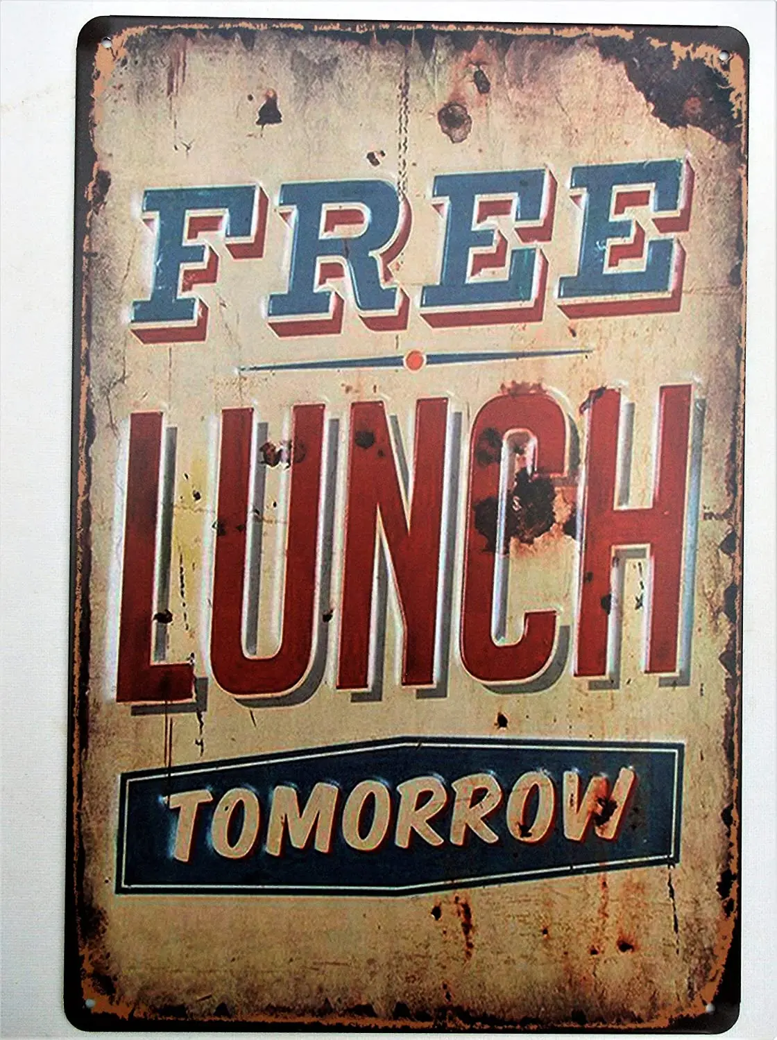 

Free Lunch Tomorrow Plate Retro Metal Tin Sign Plaque Poster Wall Decor Art Shabby Chic Gift