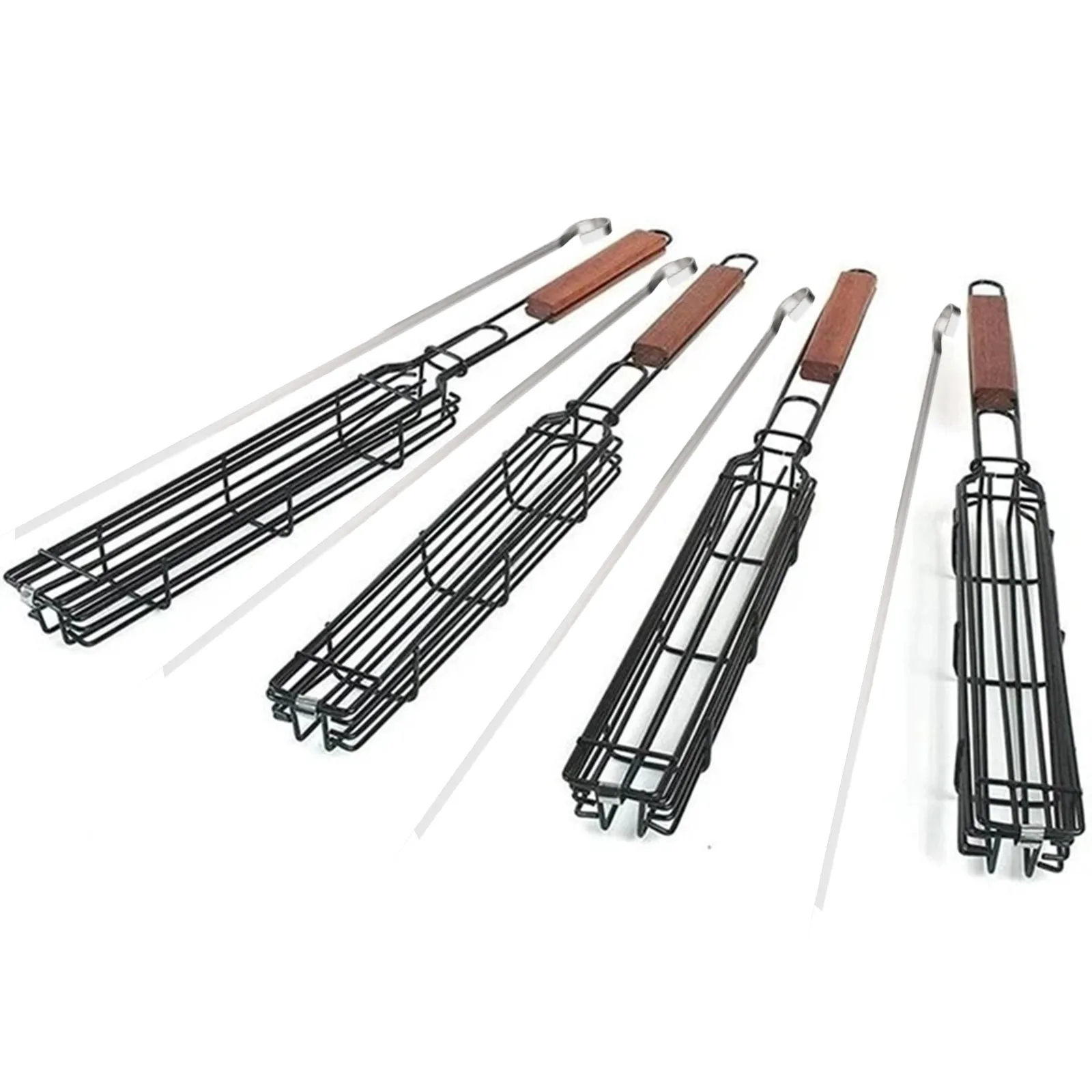 

4 Pcs Portable Bbq Grilling Basket Stainless Steel Nonstick Barbecue Grill Basket Tools Mesh Barbecue Kitchen Baking Tool 2021