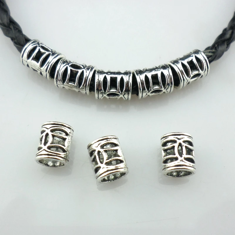 

140pcs Tibetan Silver Filigree Hollow Cylinder Tube Loose Charm Spacers Beads 5.5x7mm Bracelet Jewelry Findings