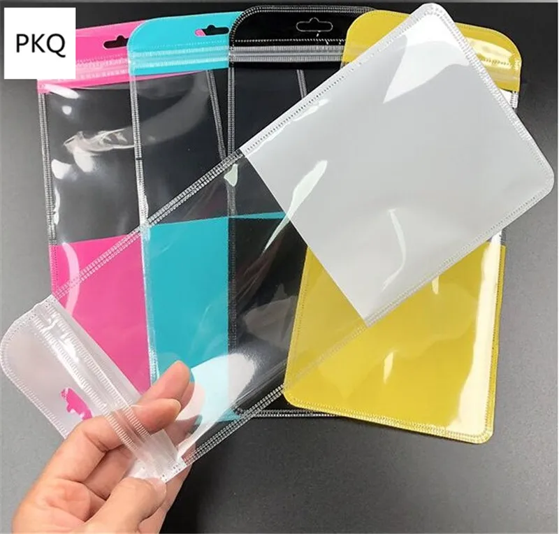 

Colorful Plastic Zip lock Bag With Hang Hole Clear Self Sealing Bag Electronic Products Accessories Packaging bag