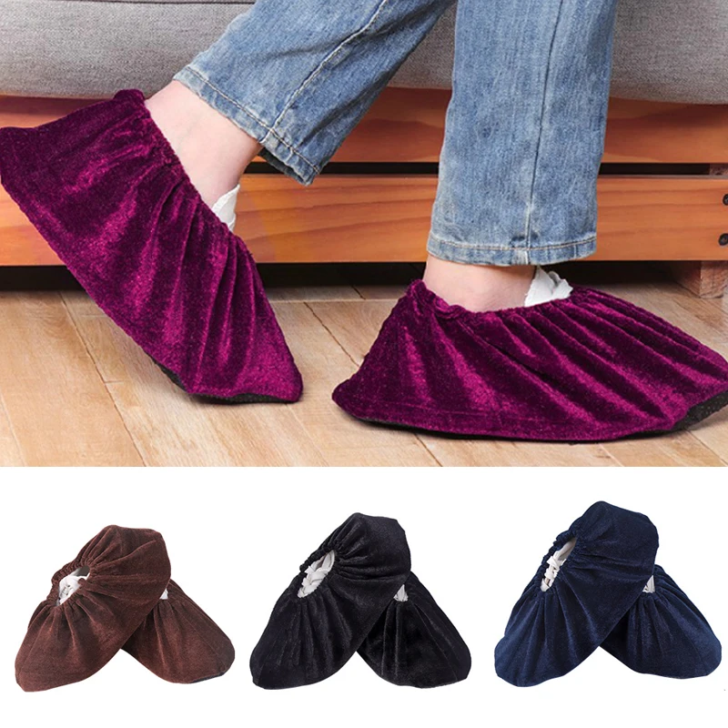 1 пара нескользящие утолщенные многоразовые плюшевые бахилы Домашние