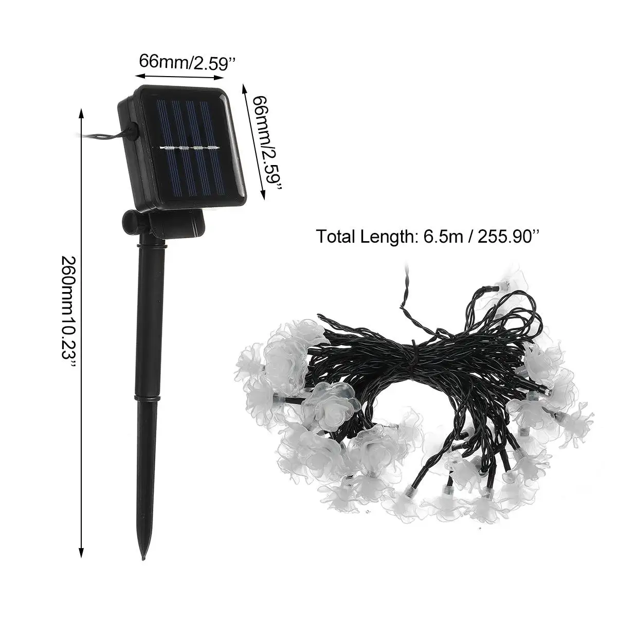 

6.5m 30 Leds Solar Power Rose Led String Light Fairy Solar Powered Wedding Valentine's Day Event Party Outdoor Garland Decor