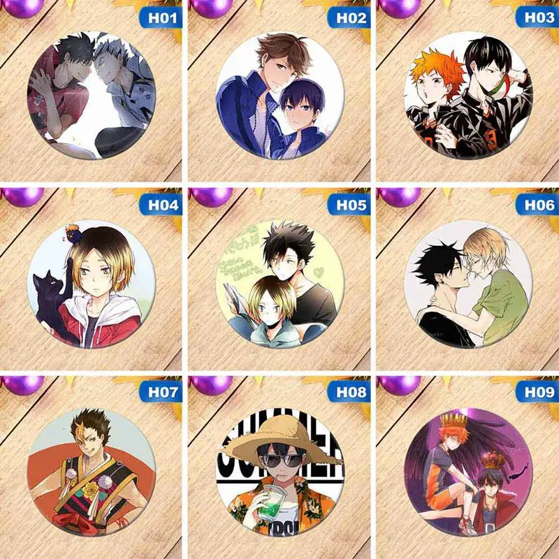 

Anime Haikyuu!! Enamel Pin Volleyball Boy Cos Tsukishima Firefly Sun Xiang XCosplay Bedge Cartoon Bags Badge Button Brooch