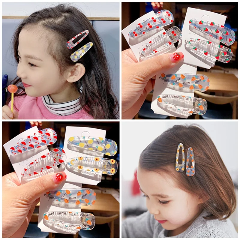 

Fruit Transparent Duckbill Clip Waterdrop Hair Clip Hairpins Children Girls Cute Cartoon Print Hair Clips Girls Hair Accessories