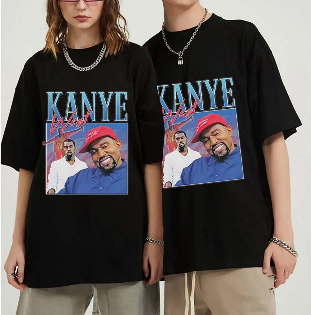 Camiseta de Hip-Hop para hombre, ropa de calle masculina con estampado gráfico Vintage Kanye West de los 90, 2021 de algodón, de gran tamaño, nueva de 100%