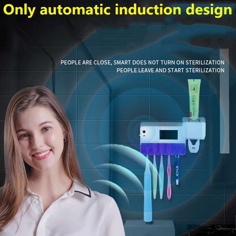 

Antibacteria UltravioletIntelligentToothbrush Holder Sterilizer Automatic Toothpaste Dispenser Squeezer Bathroom Accessories Set