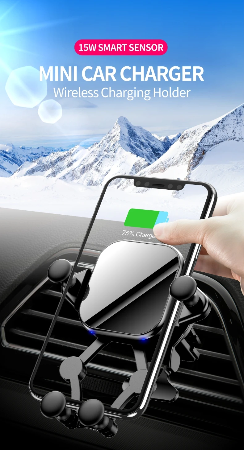 

15W Wireless Car CHargerGravitySensor AutoClip Type Car Phone CHarger MobilePhoneHolderForIPhone Huawei Samsung Xiaomi