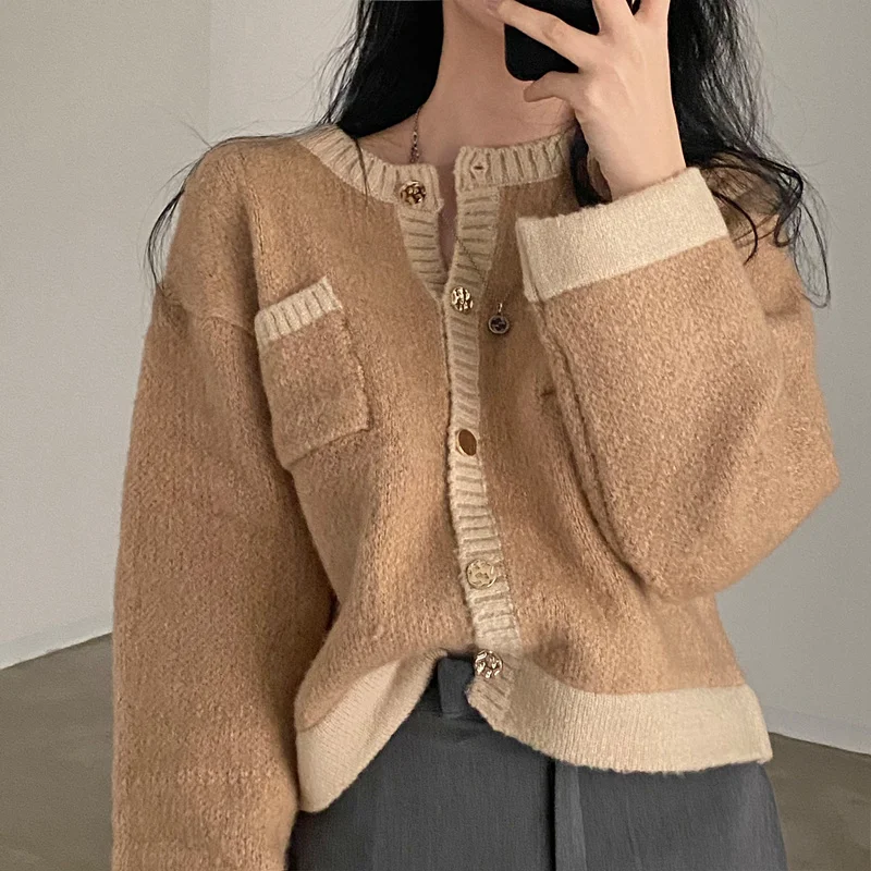 

Женский винтажный свитер, элегантный и свободный простой вязаный жилет, Женский Повседневный офисный Топ 2021