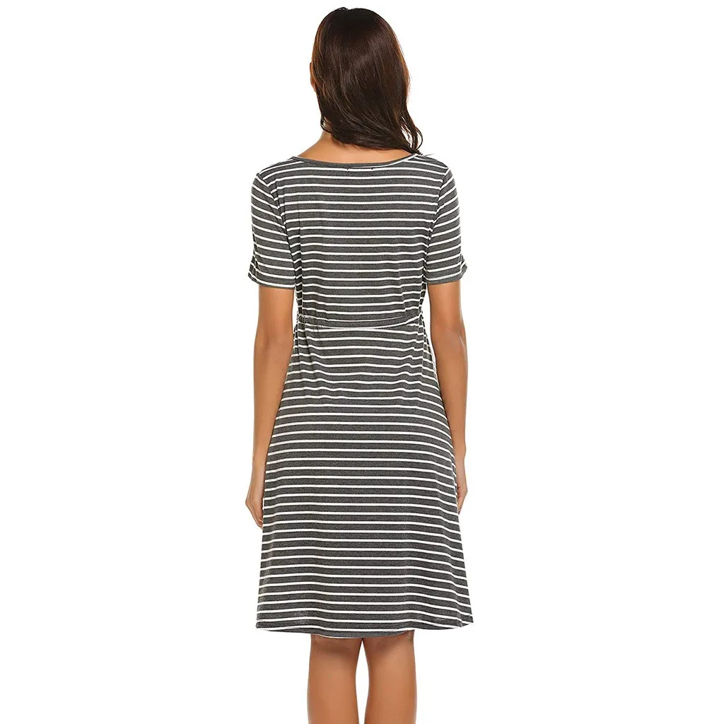 Новинка 2019 женская ночная рубашка в полоску с коротким рукавом для кормящих мам