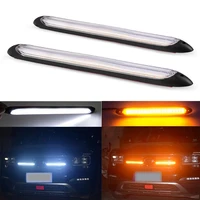 2pcs universal drl light led daytime running light for cars waterproof headlight strip sequential flow yellow turn signal