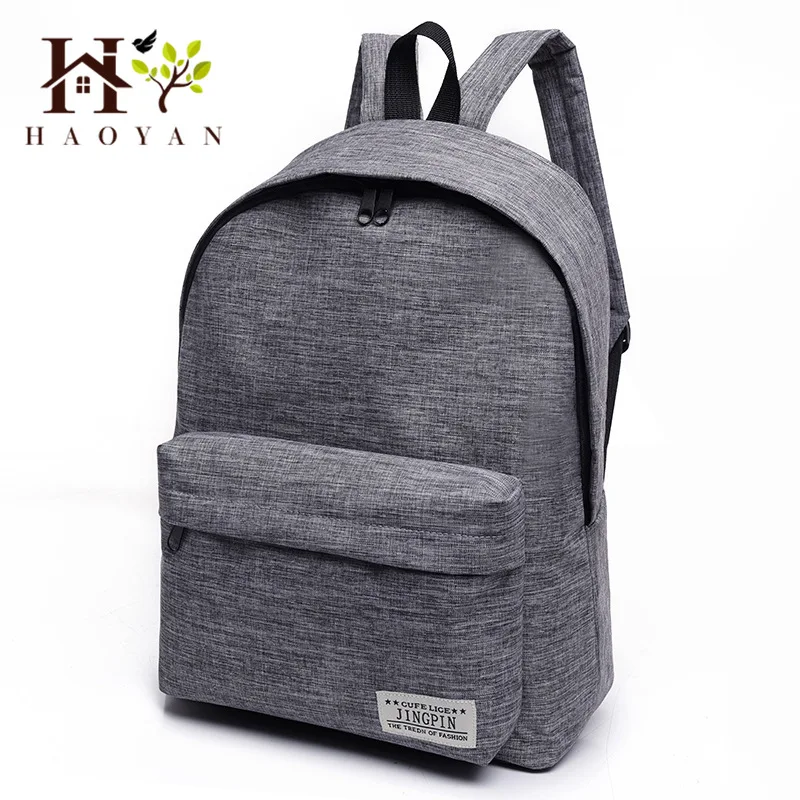 Серый холщовый рюкзак Женский школьный студенческий книжный для ноутбука