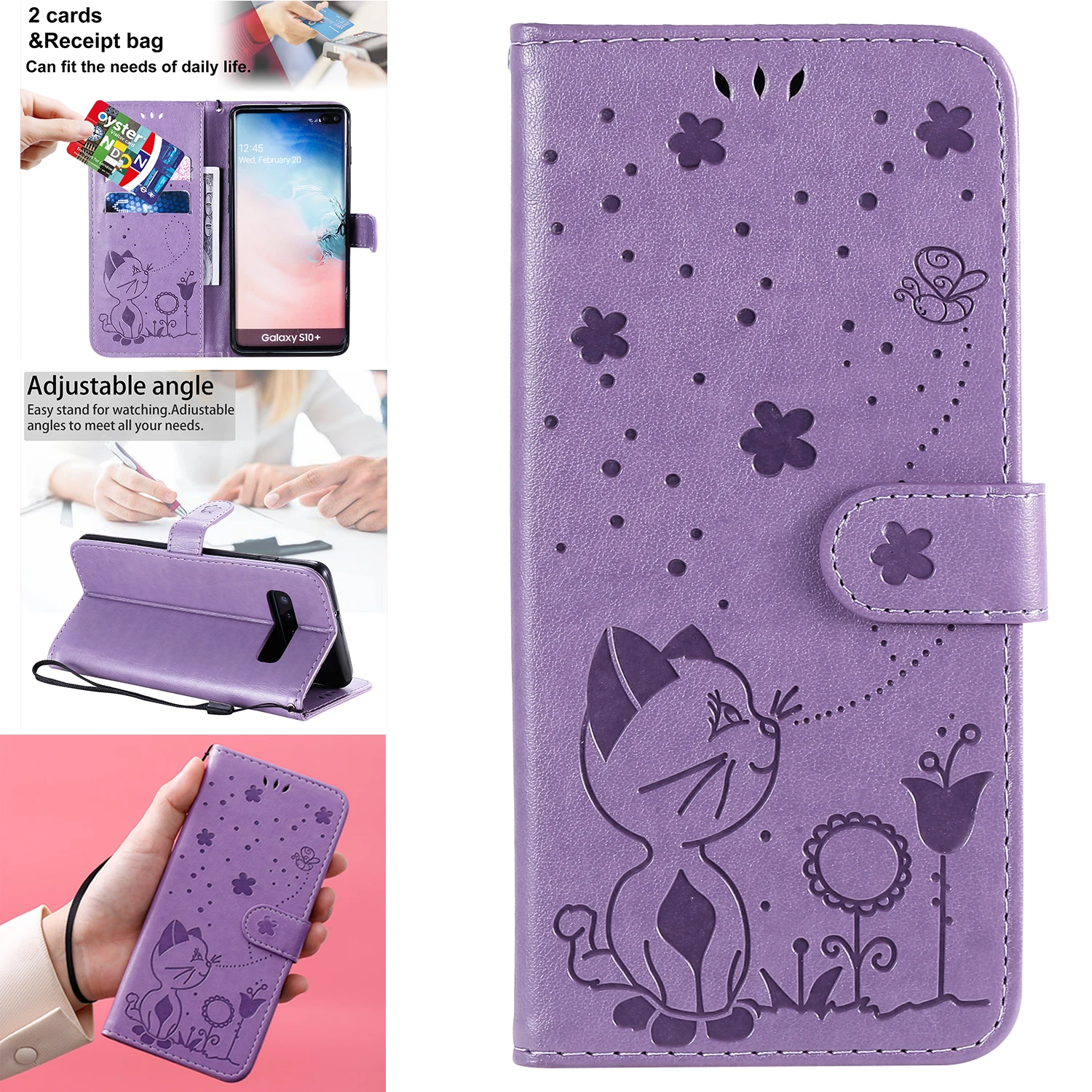 Чехол книжка с кошельком и Пчелкой для Samsung Galaxy S3 S4 S5 Neo S6 S7 Edge S8 S9 S10 Lite S10E S20 Ultra Note 20