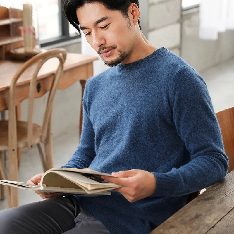 

Autumn Winter Cashmere Men Sweater O-Neck Jumper Casual Solid Male Wool Pullover For Man Brand Warm Knitwear Tops
