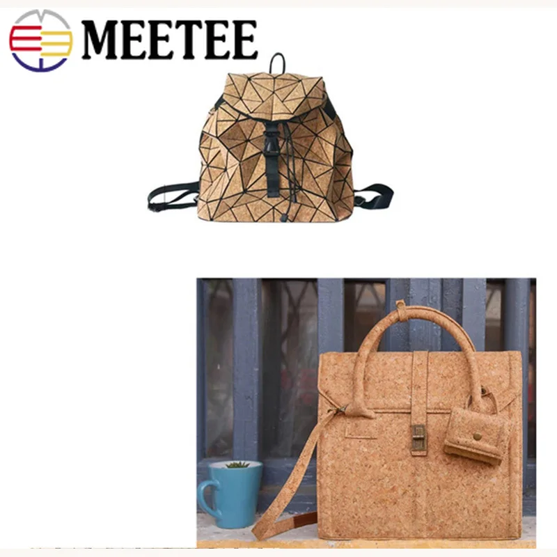 

Meetee 200X137cm 0.5mm Thick Natural Cork Leather Fabric DIY Bags Shoes Luggage Handmade Craft Wood Grain Decor Material Supply
