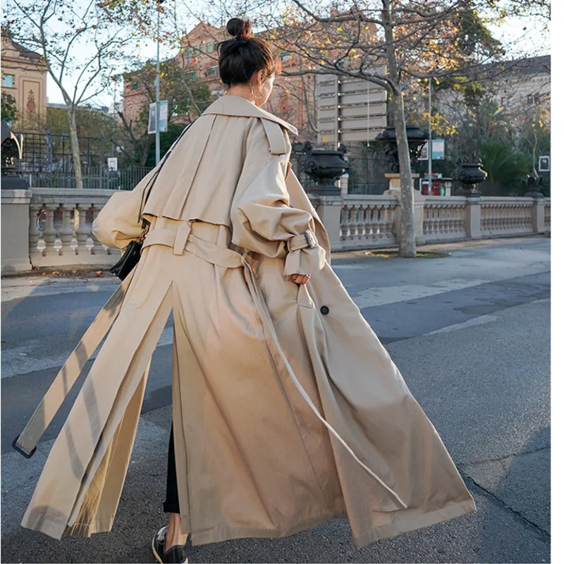 

LANMREM 2021 Autumn Korean Tide Overknee Windbreaker Women Vintage Casual Long Sleeve Jacket Female Loose Long Coat YJ232