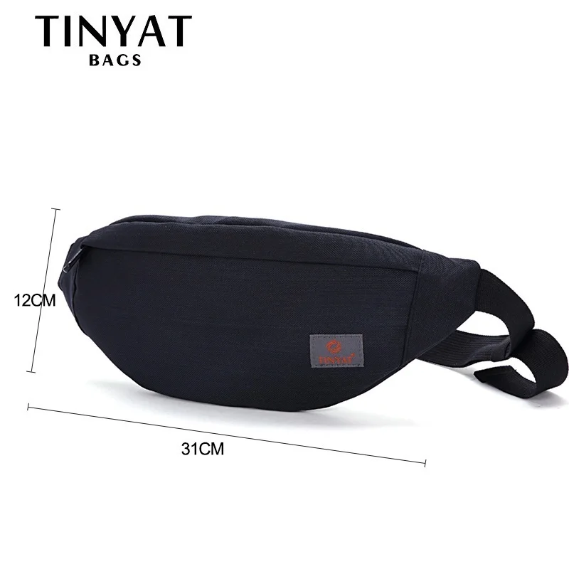 

TINYAT New Men Casual Waist Pack Bag Brand Canvas Shoulder Fanny Packs Women Belt Bag Pouch For Money Phone Black Bum Hip Bag