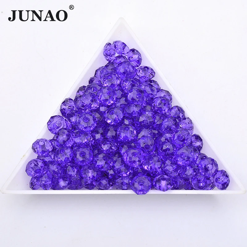 JUNAO 6 мм Фиолетовый цвет шитье акриловые кристаллические бусы пришить на браслет