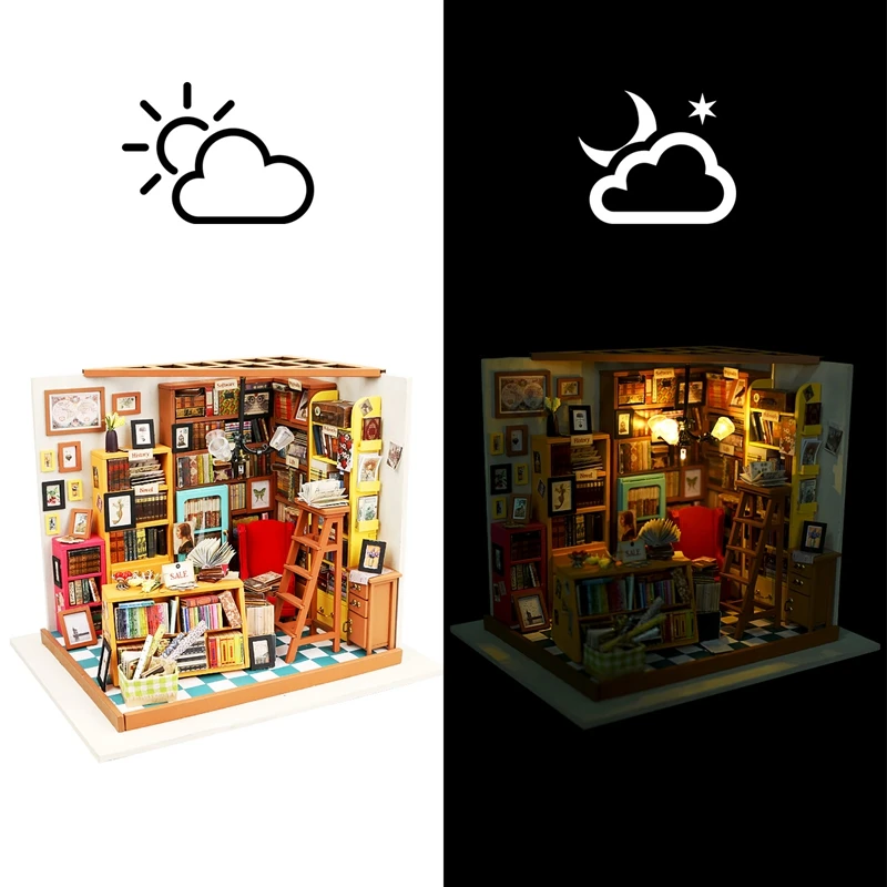 Кукольный дом мебель Diy Миниатюрный 3D деревянный набор миниатюрных моделей украшения Кукольный домик игрушки для детей подарок Сэм кабинет