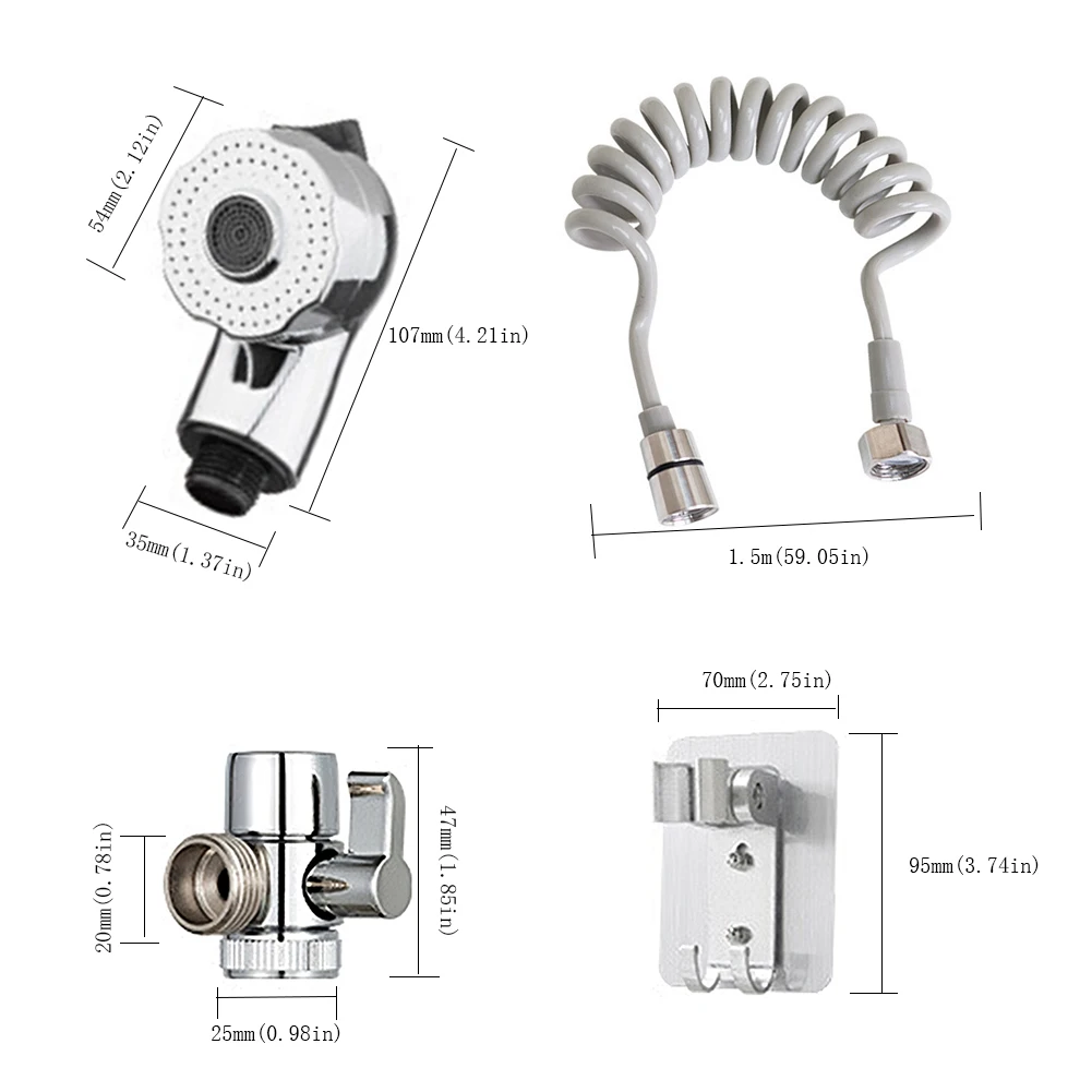 

Electroplating Bath Shower Set Faucet External Shower Tub Sink Attachment Washing Sprinkler Head Kit Pet Shower Spray Hose