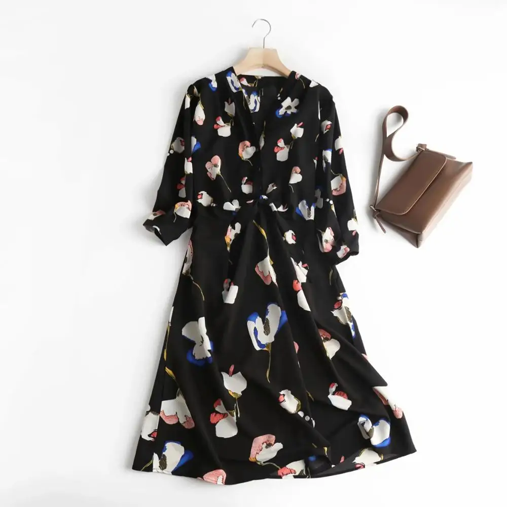

Withered vestidos de fiesta de noche sengland fashion butterfly print bow elegant midi dress women vestidos party dress women