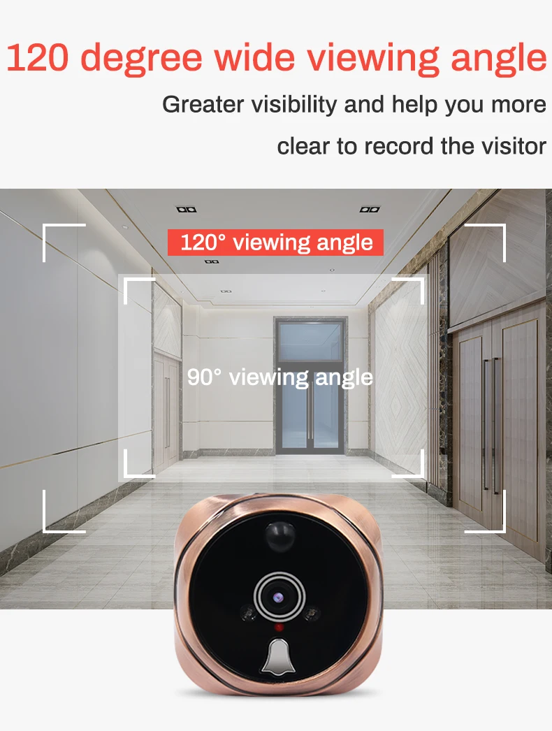 Беспроводной дверной глазок Saful с углом обзора 120 градусов детектор движения
