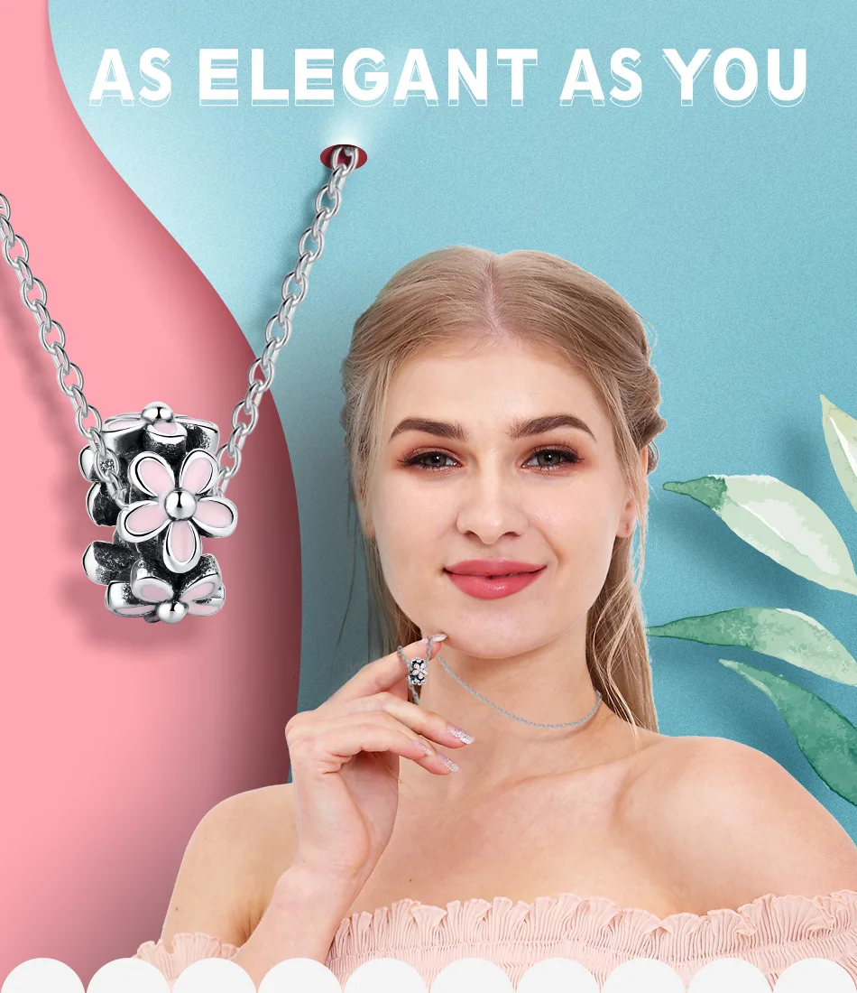 BELAWANG Оригинальное 925 стерлингового серебра Дейзи цветок Подвески Fit Браслет с