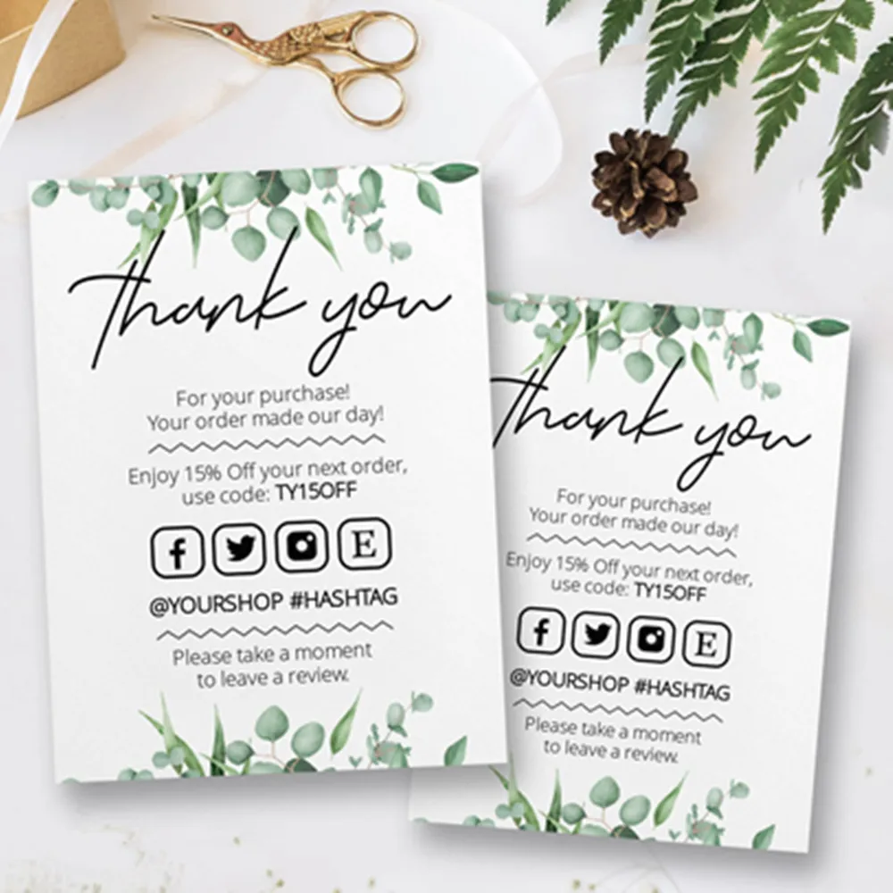 

Custom Text Social Medial Card，Thank You For Your Order Cards ， Ready To Print Thank You Card，Personalize Business Name Card