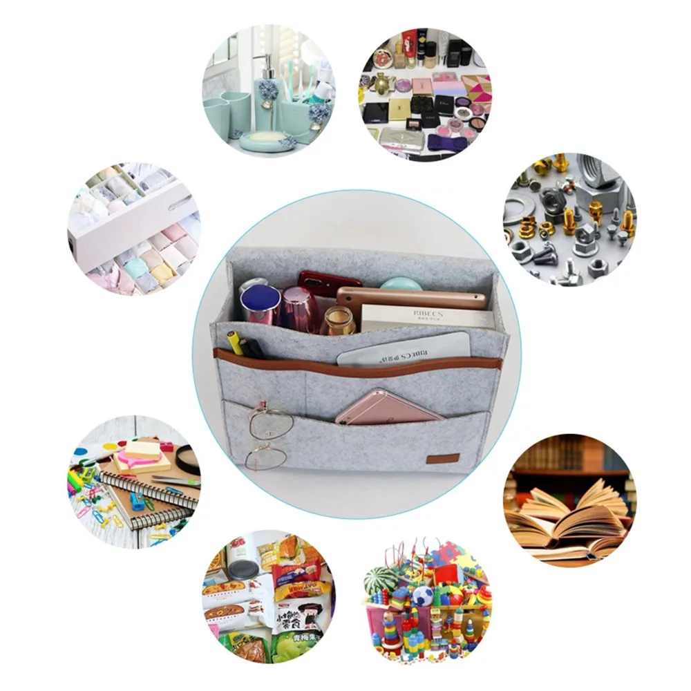 

Felt Bedside Storage Bag Pouch Bed Desk Bag Sofa TV Remote Control Hanging Storage Bags Organizer Pockets Book Holder Home Decor