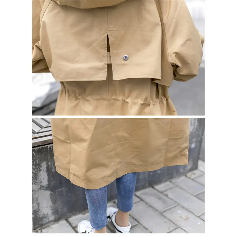 Ветровка с капюшоном женская длинная свободная повседневная верхняя одежда для