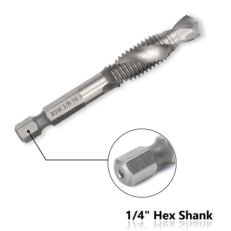 

12 Pcs Spiral Tap Drill Bit Set HSS Machine Screw Tap Kit Hex Shank Combination Drill Tap Bit Spiral Screw Tap Set