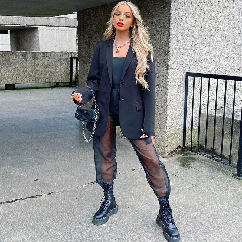 

Women INS Transparent Pants Sexy Sheer See Through Long Pants Casual Loose Wide Leg Trousers for Daily Life Nightclub Party