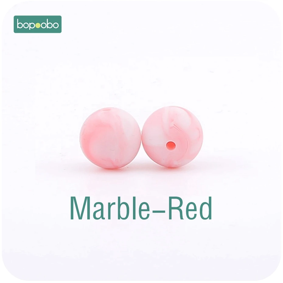 Marble-Red Bopoobo 30 шт. 12 мм пищевой силиконовый Прорезыватель для зубов детский уход за зубами DIY стартовый набор силиконовые бусины Экологичные Детские аксессуары - Цвет: Marble-Red
