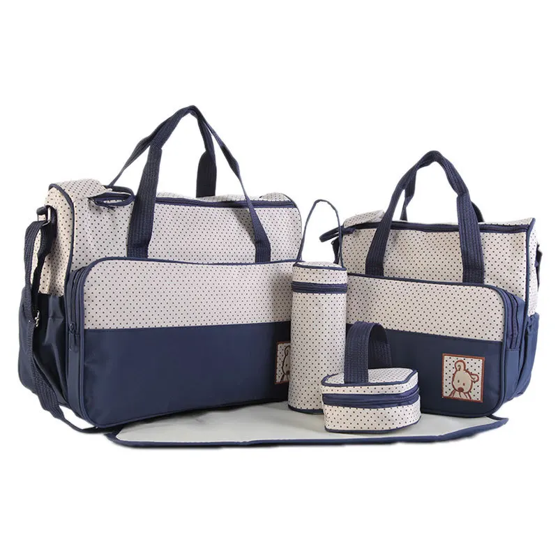 

Fashion Women Bag High Quality Waterproof Mummy Bag Handbag Five Piece Multi-Function Fashion Large Capacity Mother Bags
